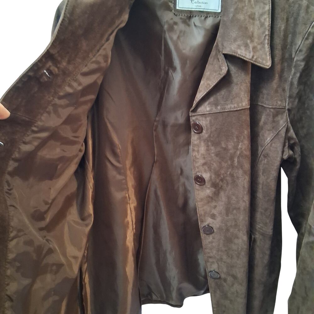 Vance Leather Collection Women Suede Button Up Jacket Coat Pockets Brown Size-XL - Picture 12 of 12